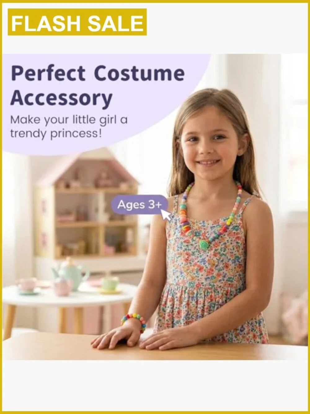 3-Pack Toddler Play Jewelry Set - Necklace & Bracelet for Girls